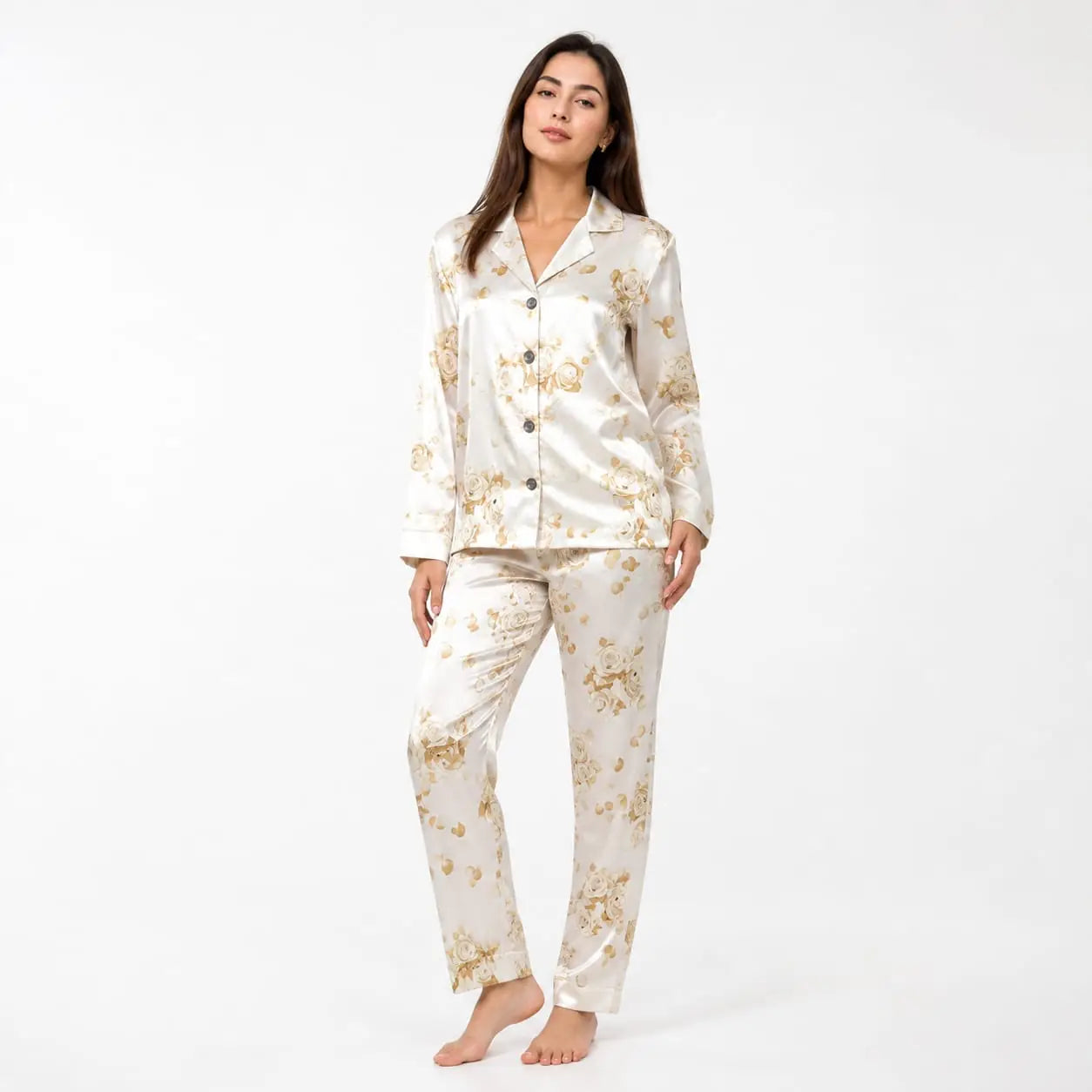 Women's Silk Pajama Set – Comfortable Nightwear | Free Size