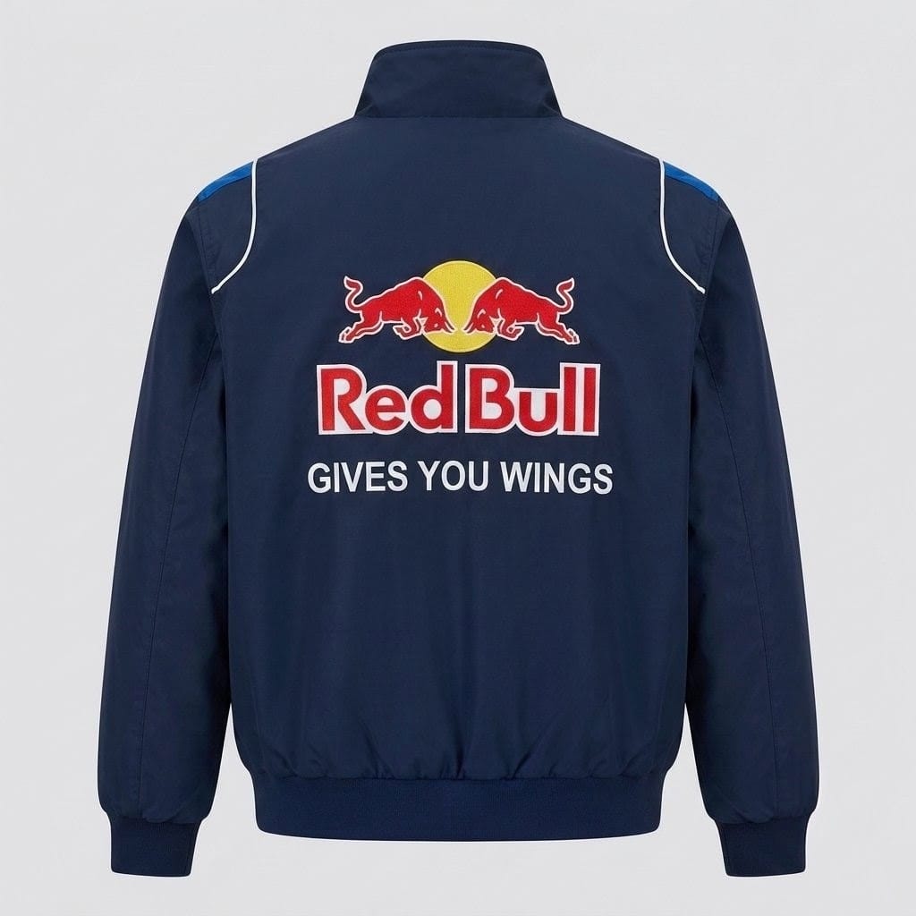 Red Bull Racing Infiniti F1 Jacket | Multi-Logo Embroidered Design | Full Zip Bomber