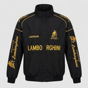 Lamborghini Motorsport Racing Jacket | Gold Embroidered Script Design | Full Zip Bomber