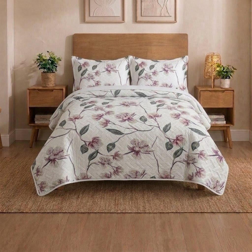 Premium 3-Piece Double Bed Bedspread Set | Ultra-Soft Quilted Bedspread + 2 Pillow Cases