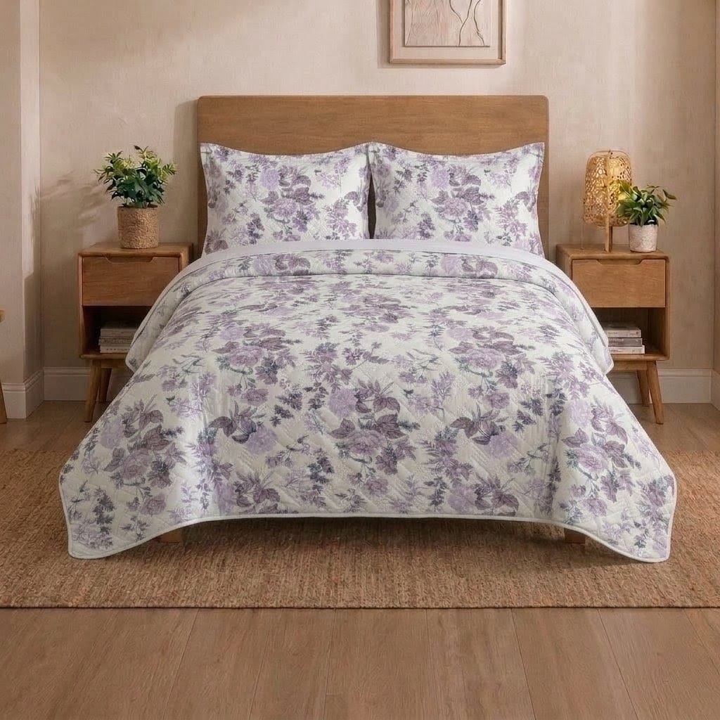 Premium 4-Piece Double Bed Bedspread Set | Ultra-Soft Quilted Bedspread + Bed Sheet + 2 Pillow Covers