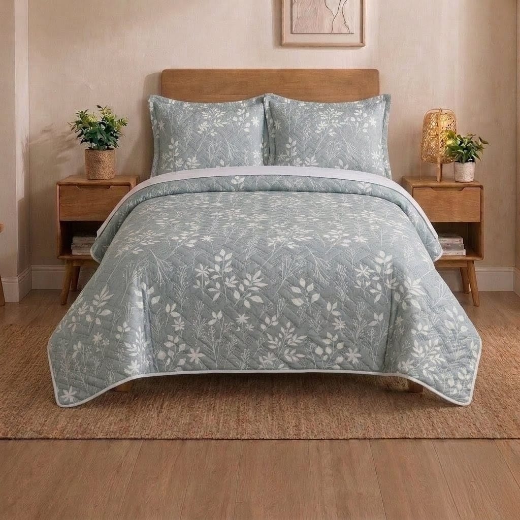 Premium 3-Piece Double Bed Bedspread Set | Ultra-Soft Quilted Bedspread + 2 Pillow Cases