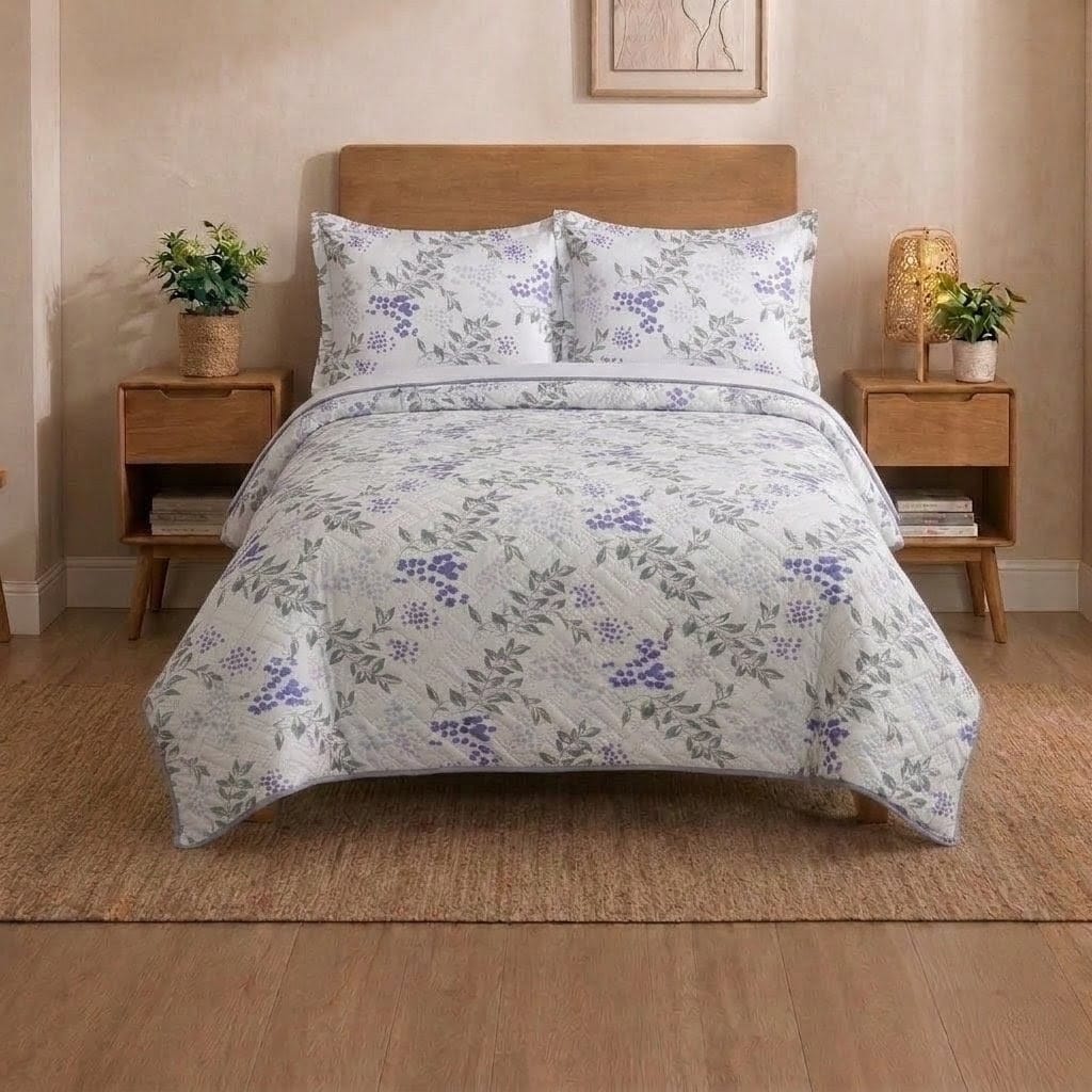 Premium 3-Piece Double Bed Bedspread Set | Ultra-Soft Quilted Bedspread + 2 Pillow Cases