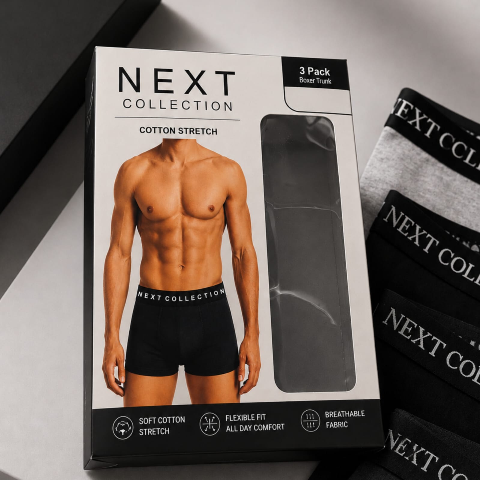 Next Collection Pack of 3 Men's Boxer Briefs | Ultra-Soft Stretch Fabric | Everyday Comfort Underwear