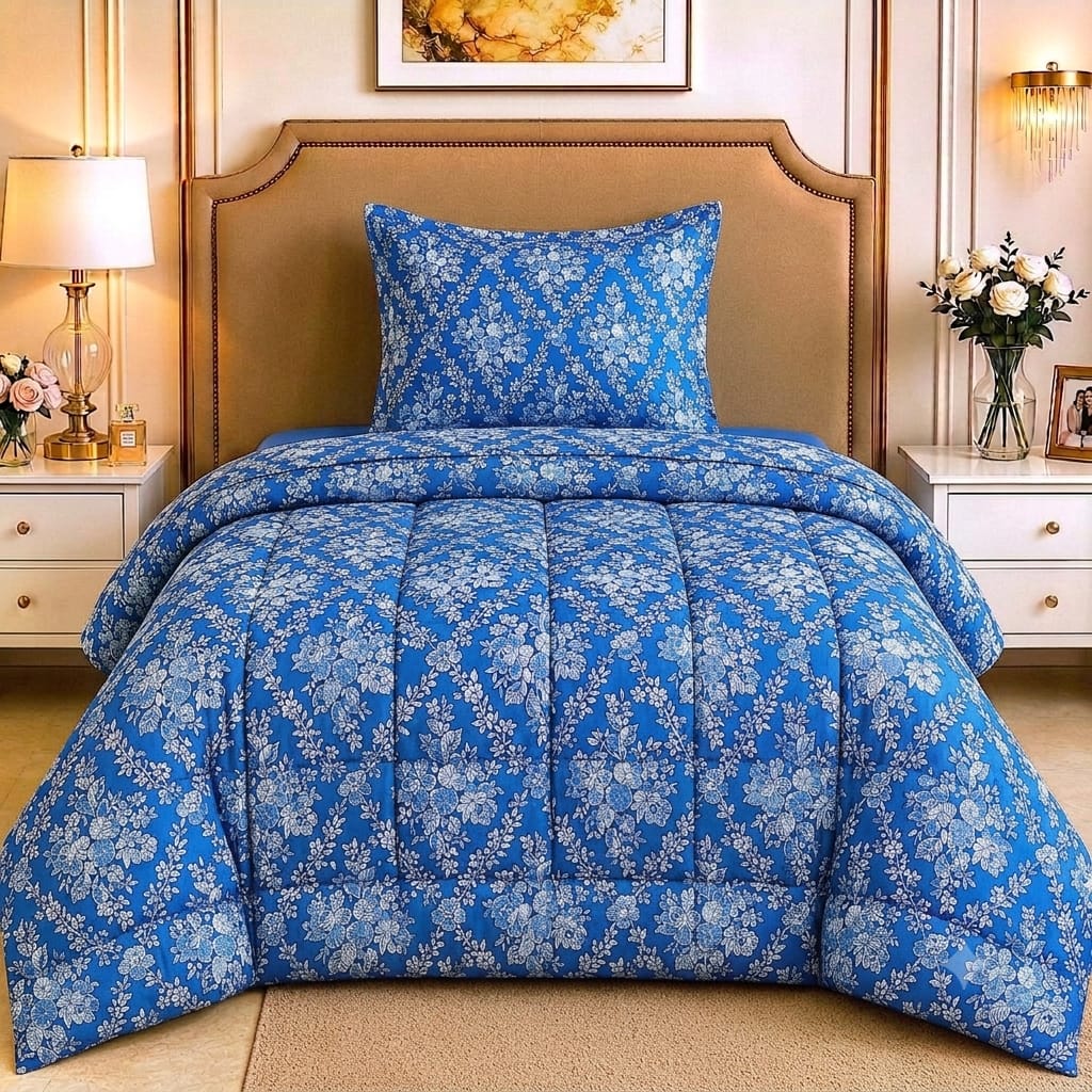 Premium Single Comforter Set – 3-Piece Soft Quilted Bedding Set | Comforter + Bed Sheet + Pillow Cover