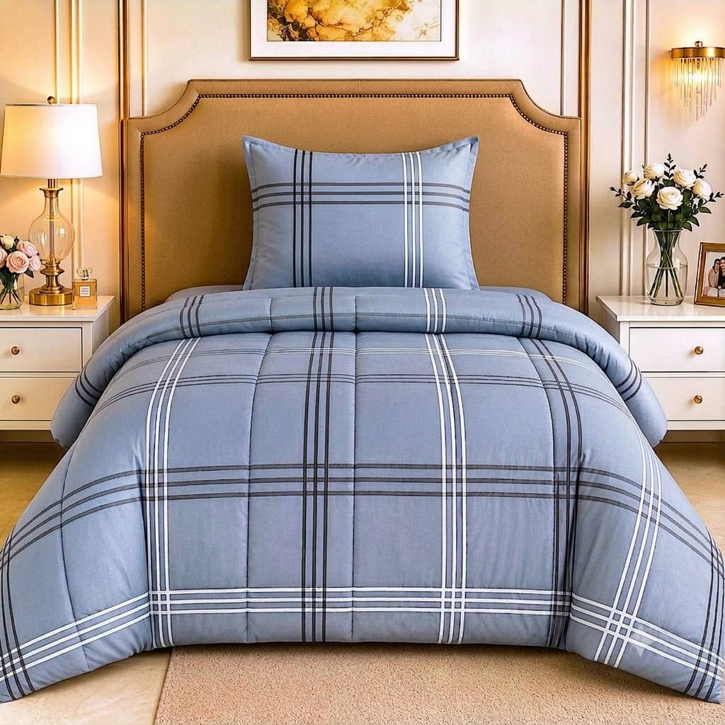 Premium Single Comforter Set – 3-Piece Soft Quilted Bedding Set | Comforter + Bed Sheet + Pillow Cover