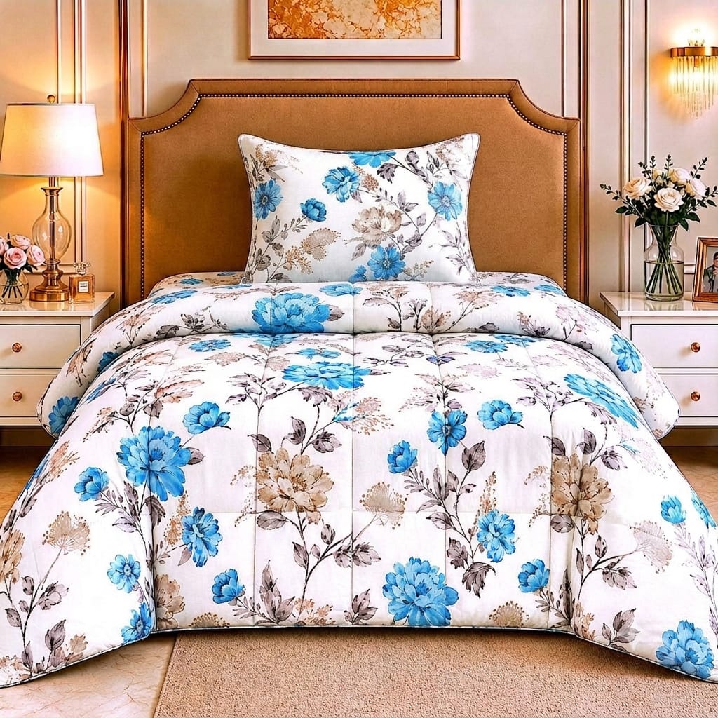 Premium Single Comforter Set – 3-Piece Soft Quilted Bedding Set | Comforter + Bed Sheet + Pillow Cover