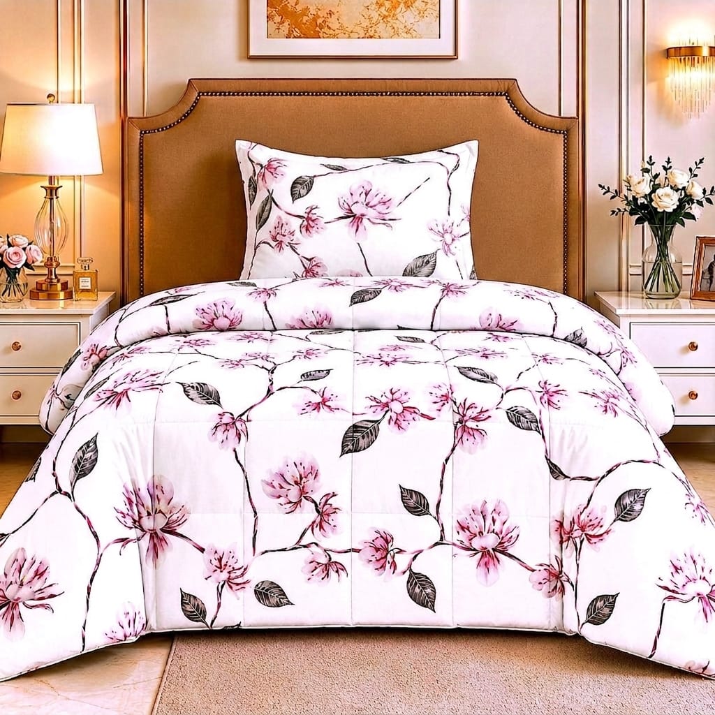 Premium Single Comforter Set – 3-Piece Soft Quilted Bedding Set | Comforter + Bed Sheet + Pillow Cover