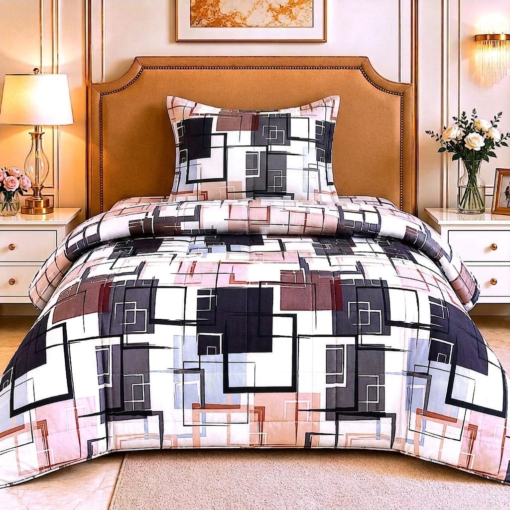 Premium Single Comforter Set – 3-Piece Soft Quilted Bedding Set | Comforter + Bed Sheet + Pillow Cover