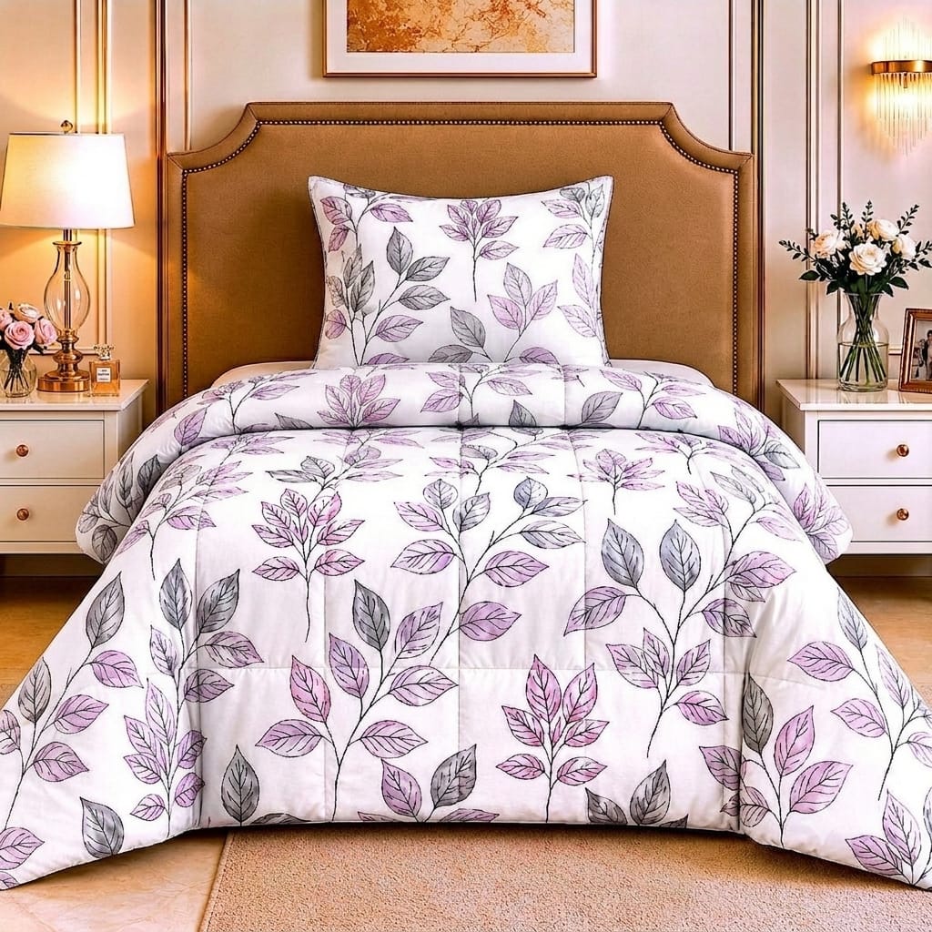 Premium Single Comforter Set – 3-Piece Soft Quilted Bedding Set | Comforter + Bed Sheet + Pillow Cover