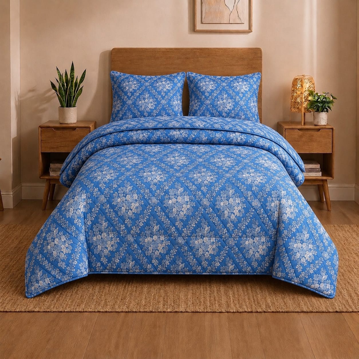 Premium 4-Piece Double Bed Bedspread Set | Ultra-Soft Quilted Bedspread + Bed Sheet + 2 Pillow Covers