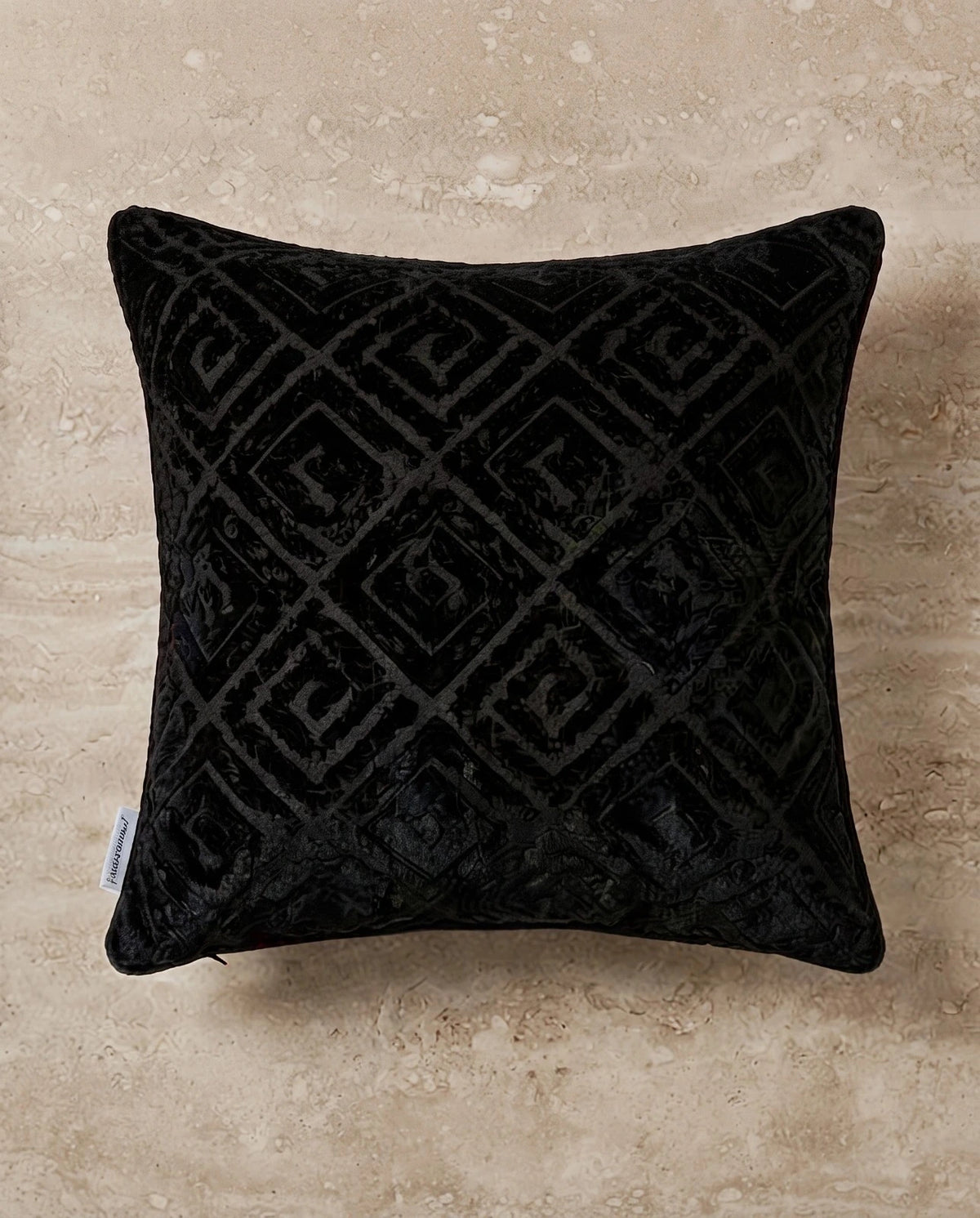Ivory Diamond-Cut Velvet Stuffed Cushion — Textured Luxe