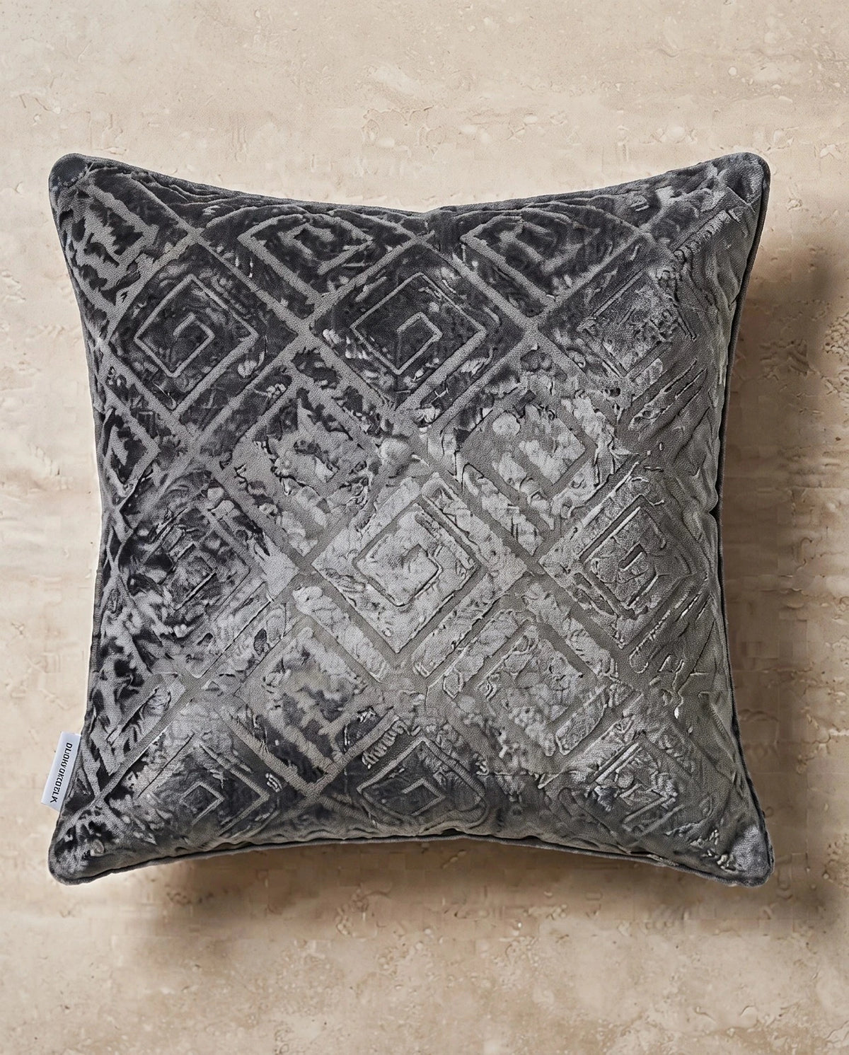 Ivory Diamond-Cut Velvet Stuffed Cushion — Textured Luxe