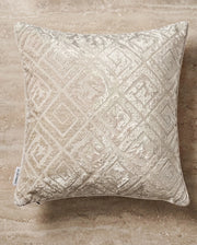 Ivory Diamond-Cut Velvet Stuffed Cushion — Textured Luxe