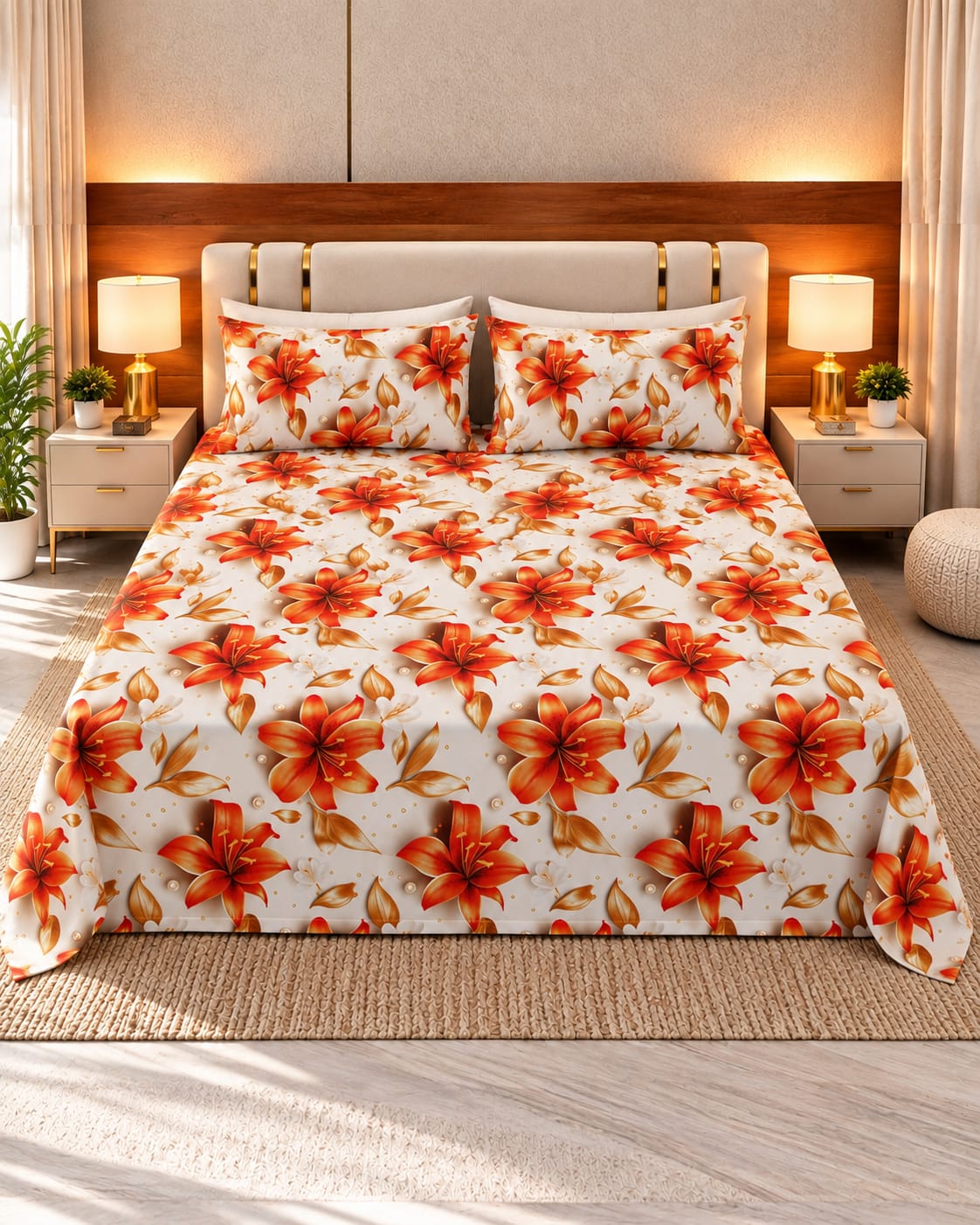 Amber Lily 3D Bed Sheet Set – 3 Piece