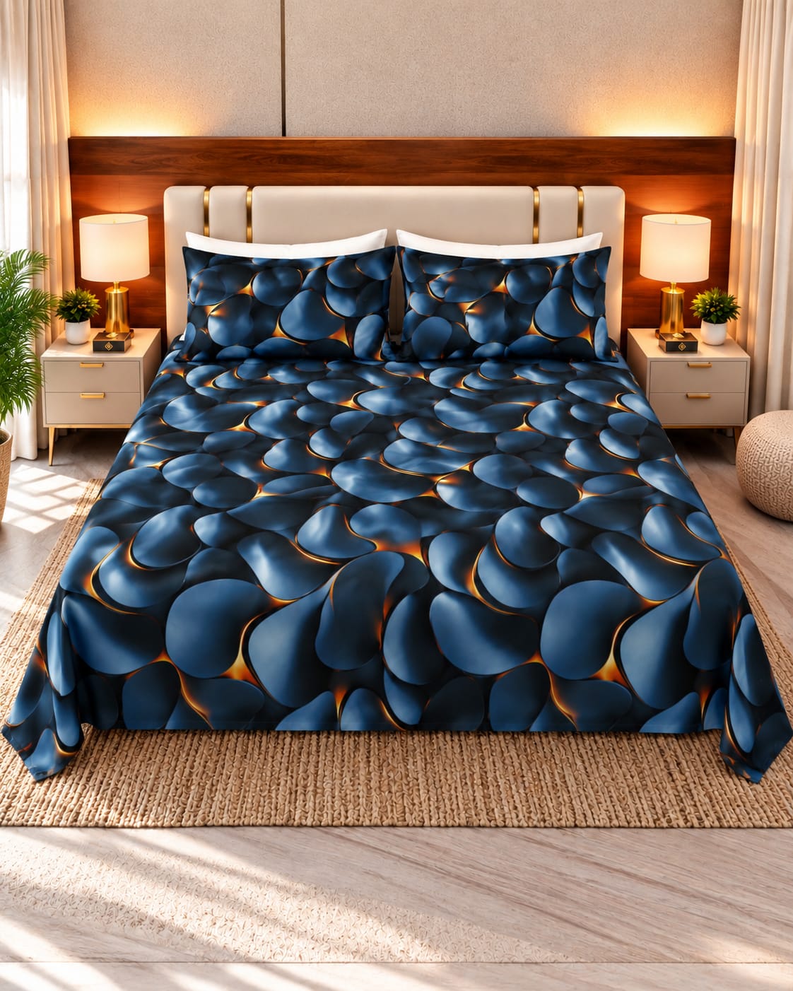 Ember Stone 3D Bed Sheet Set – 3 Piece