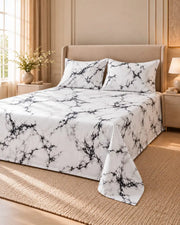 Marble Printed Microfiber Bedsheet & 2 Pillow Cases