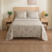 Elegant Botanical Print Bedding Set – Soft Neutral Floral Duvet Cover with Matching Pillowcases