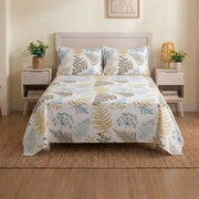 Elegant Botanical Leaf Print Bedding Set for a Cozy Modern Bedroom