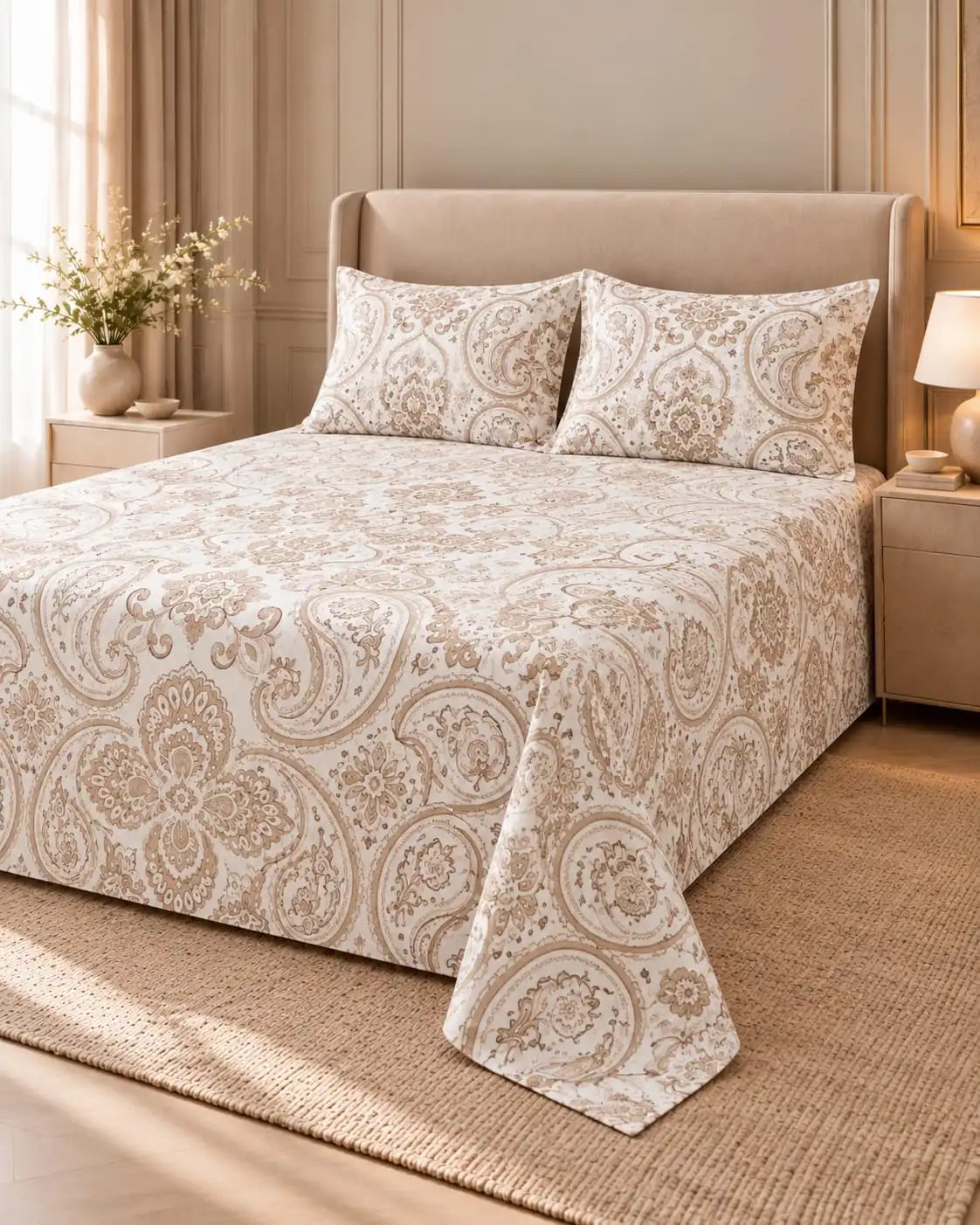 Paisley Printed Microfiber Bedsheet & 2 Pillow Cases