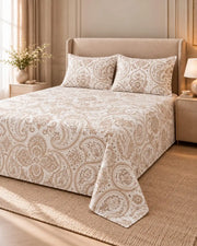 Paisley Printed Microfiber Bedsheet & 2 Pillow Cases