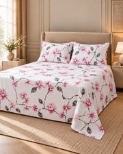Floral Printed Microfiber Bedsheet & 2 Pillowcases