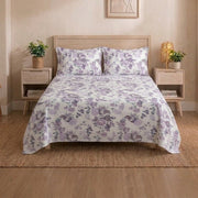 Lavender Floral Bedsheet Set – Soft Floral Print for Single & Double Beds with Pillow Casses