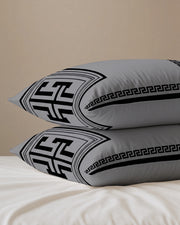 Grey Greek Key Pillow Cover Set  2-Piece