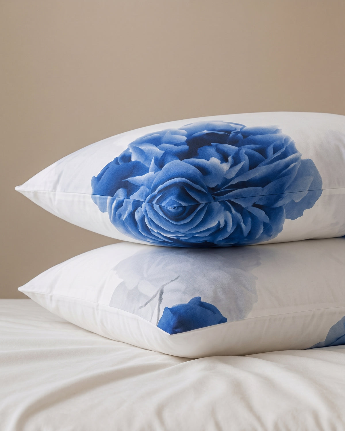 Blue Rose Bloom Pillow Cover Set 2-Piece