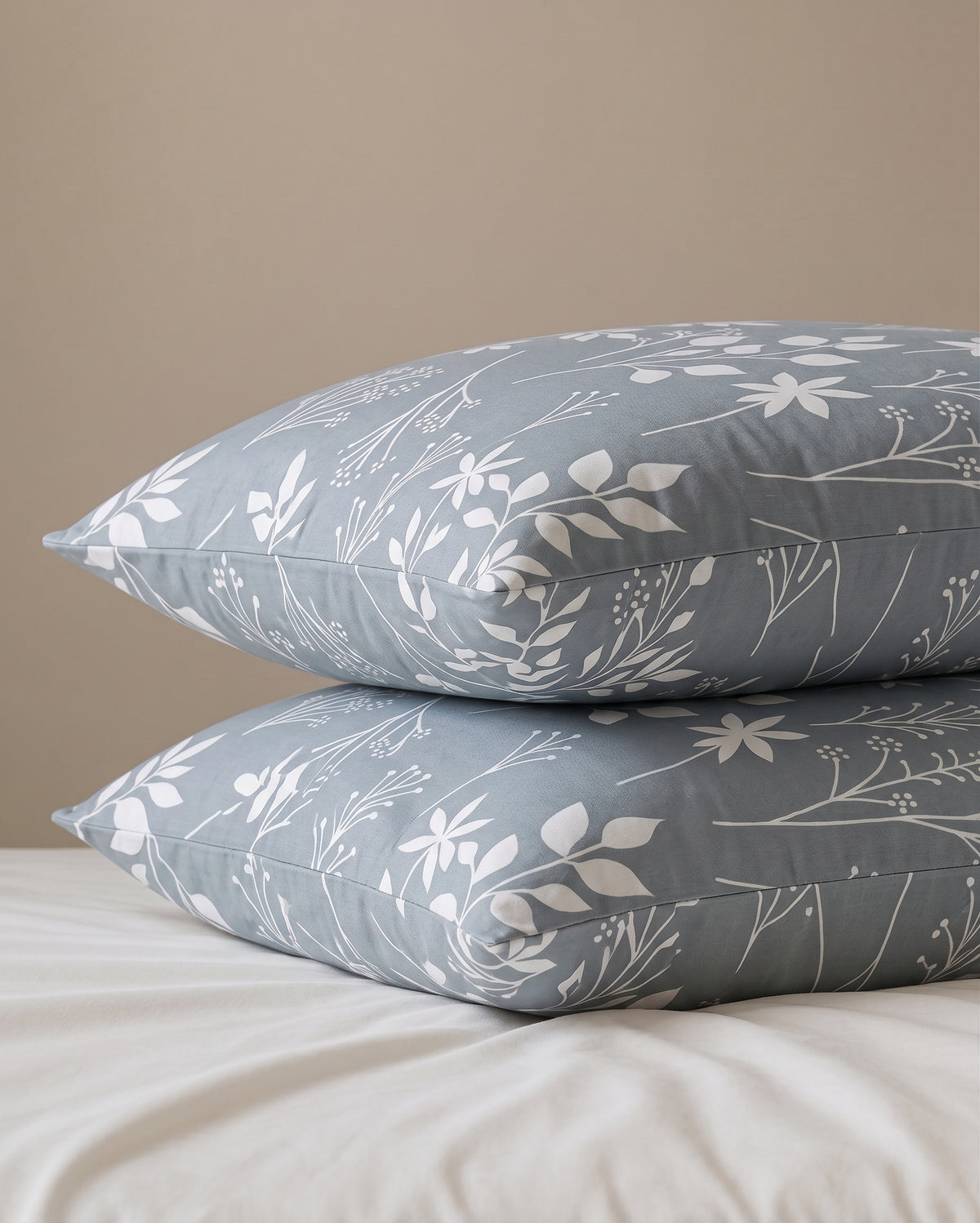 Slate Blue Wildflower Silhouette Pillow Cover Set 2-Piece