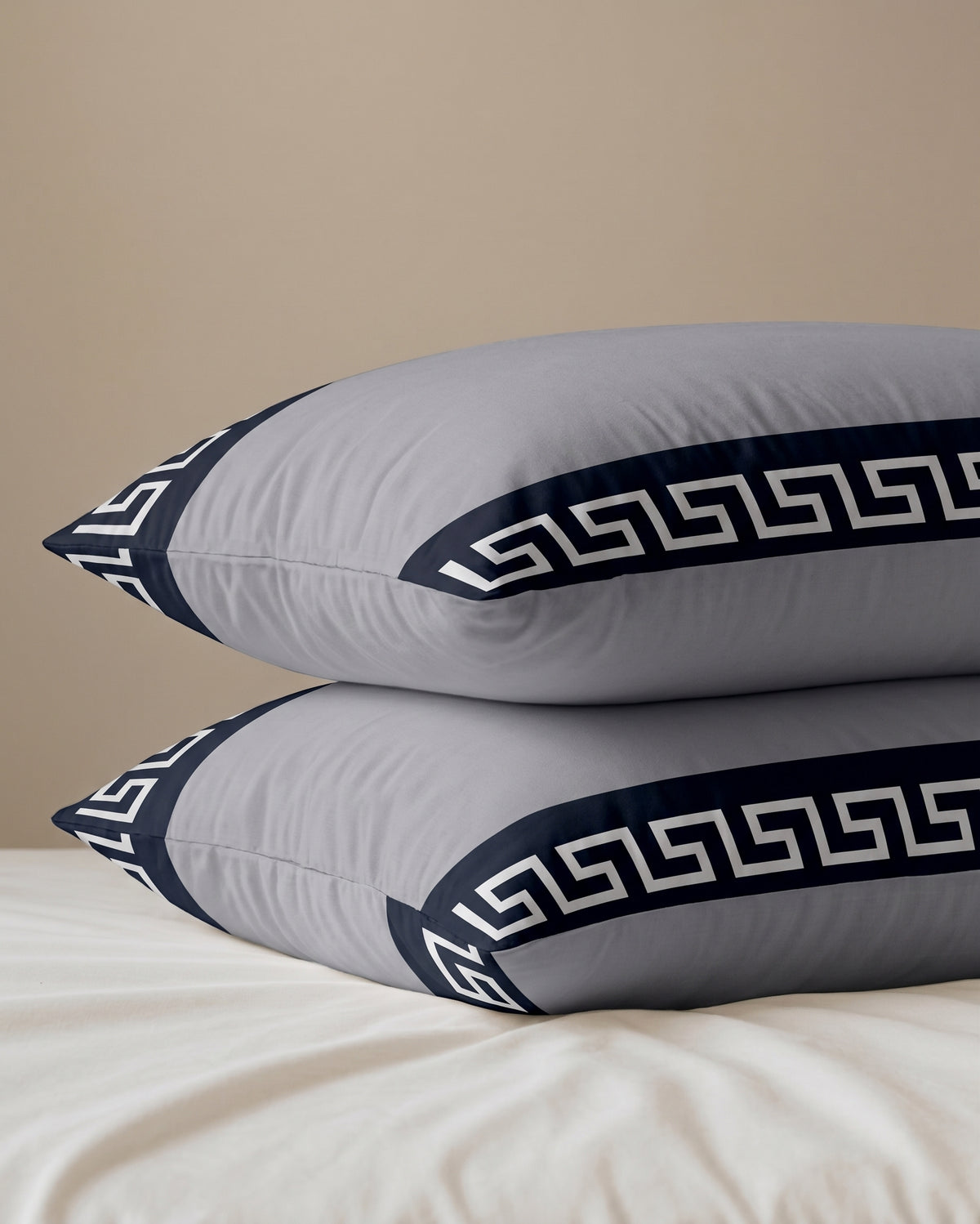 Coastal Greek Key Throw Pillow Cover Set