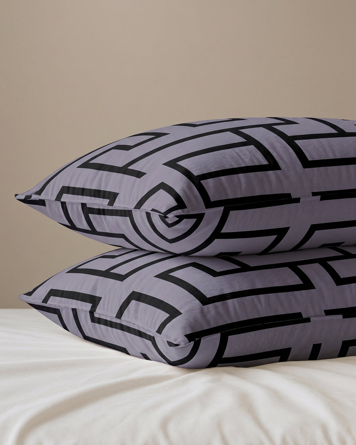 Dark Grey Maze Geometric Pillow Cover Set 2-Piece