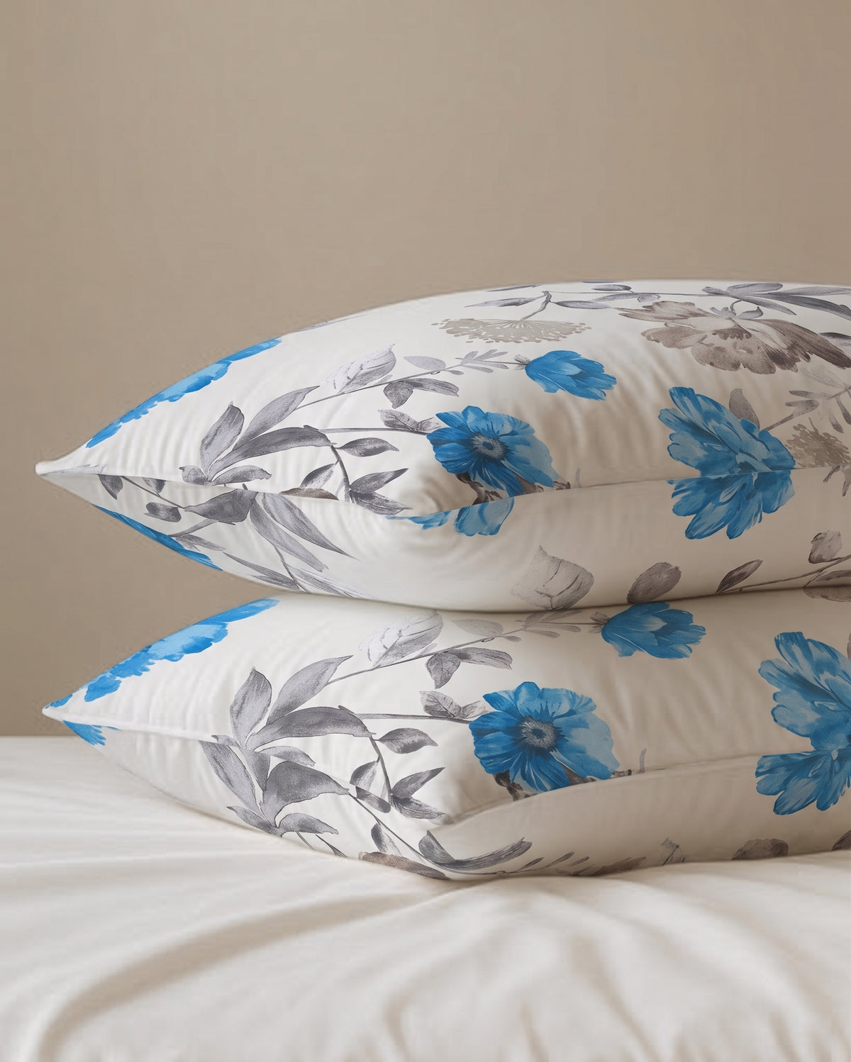 Watercolor Blue Floral Pillow Cover Set 2-Piece