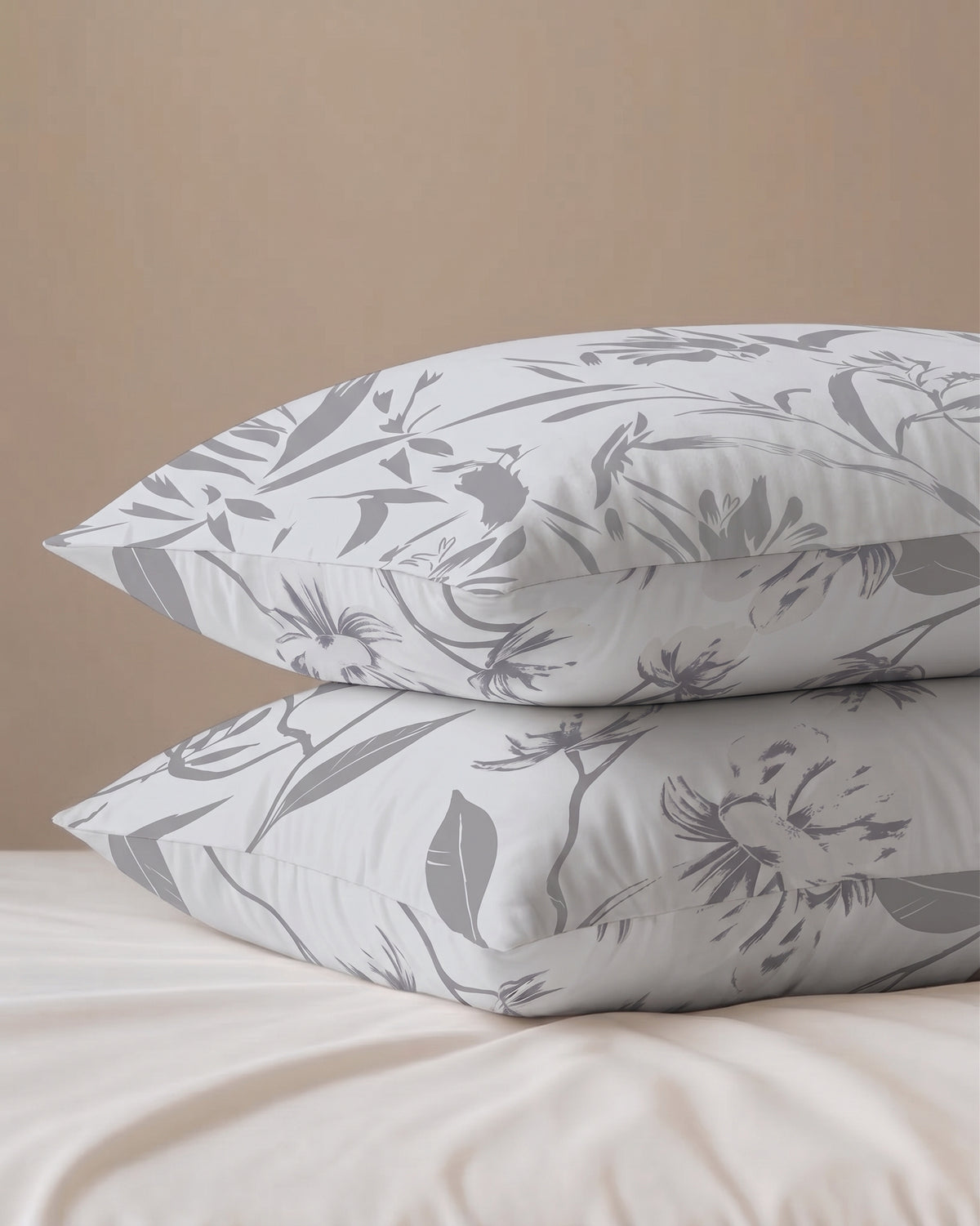 Grey Botanical Sketch Pillow Cover Set 2-Piece