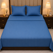 King Size Bedsheet | 3 Pcs Set | Self-Textured Design
